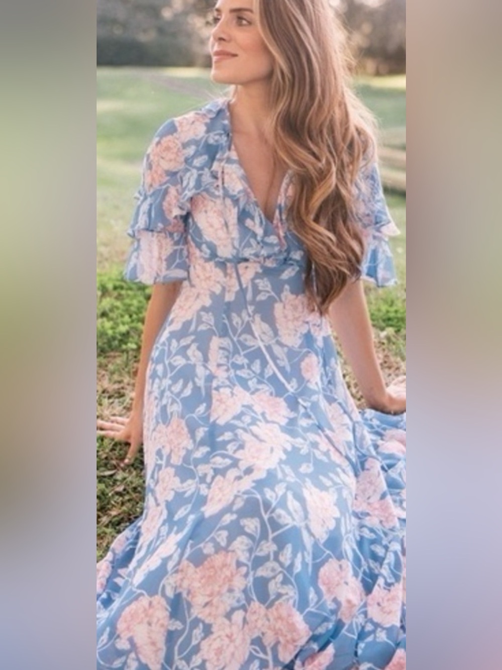 Gal Meets Glam Shelby Ruffle Maxi Dress Size 8